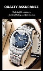 Montre habillée carrée en cuir pour homme avec affichage de la date
