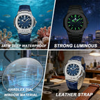 Montre habillée carrée en cuir pour homme avec affichage de la date