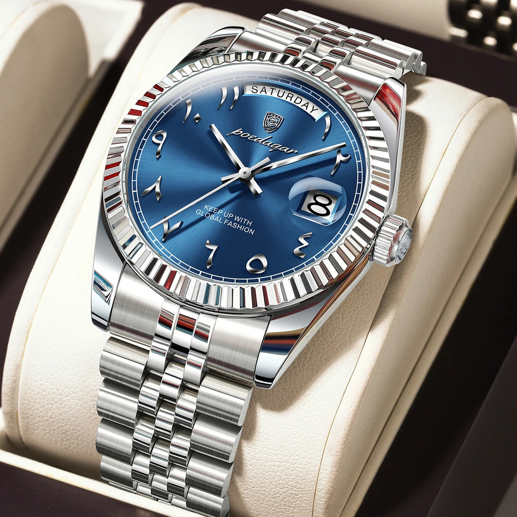 Men’s Stainless Steel Quartz Watch – Waterproof & Date