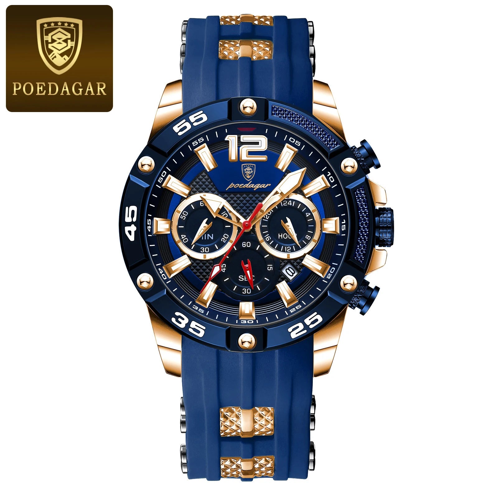 Montre Chronographe Sport Homme Quartz, Lumineuse, 3 Bar