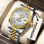 Montre homme à quartz en acier inoxydable avec affichage de la date