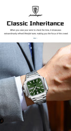 Montre carrée en acier inoxydable pour homme – Lumineuse et étanche