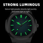 Montre à quartz pour hommes à cadran carré – Étanche et lumineuse