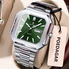 Montre carrée en acier inoxydable pour homme – Lumineuse et étanche