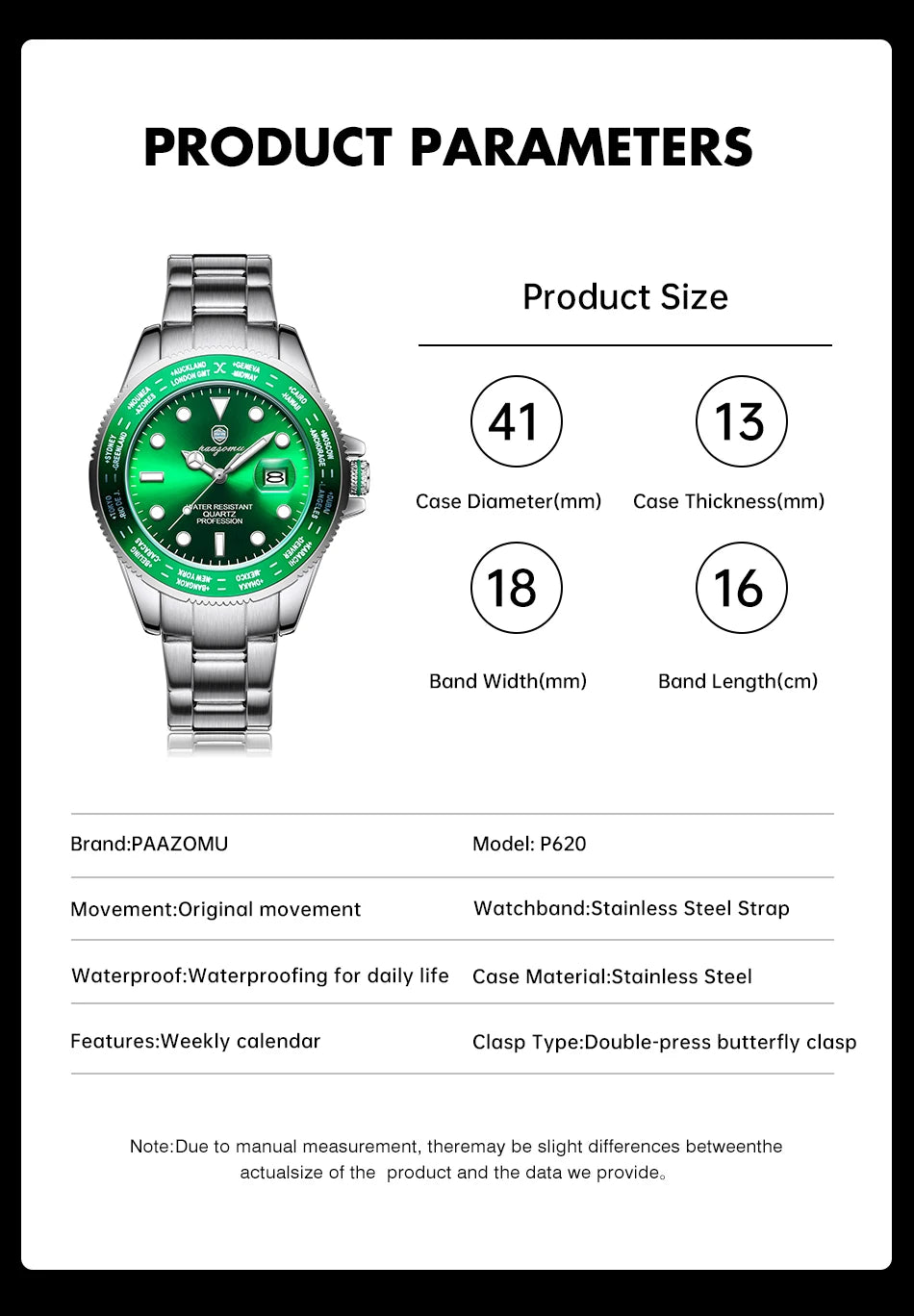 PAAZOMU Luxury Sport  Men Clock Quartz Date Week Man Original Wristwatch Waterproof Luminous Stainless Steel Men's Watches Reloj