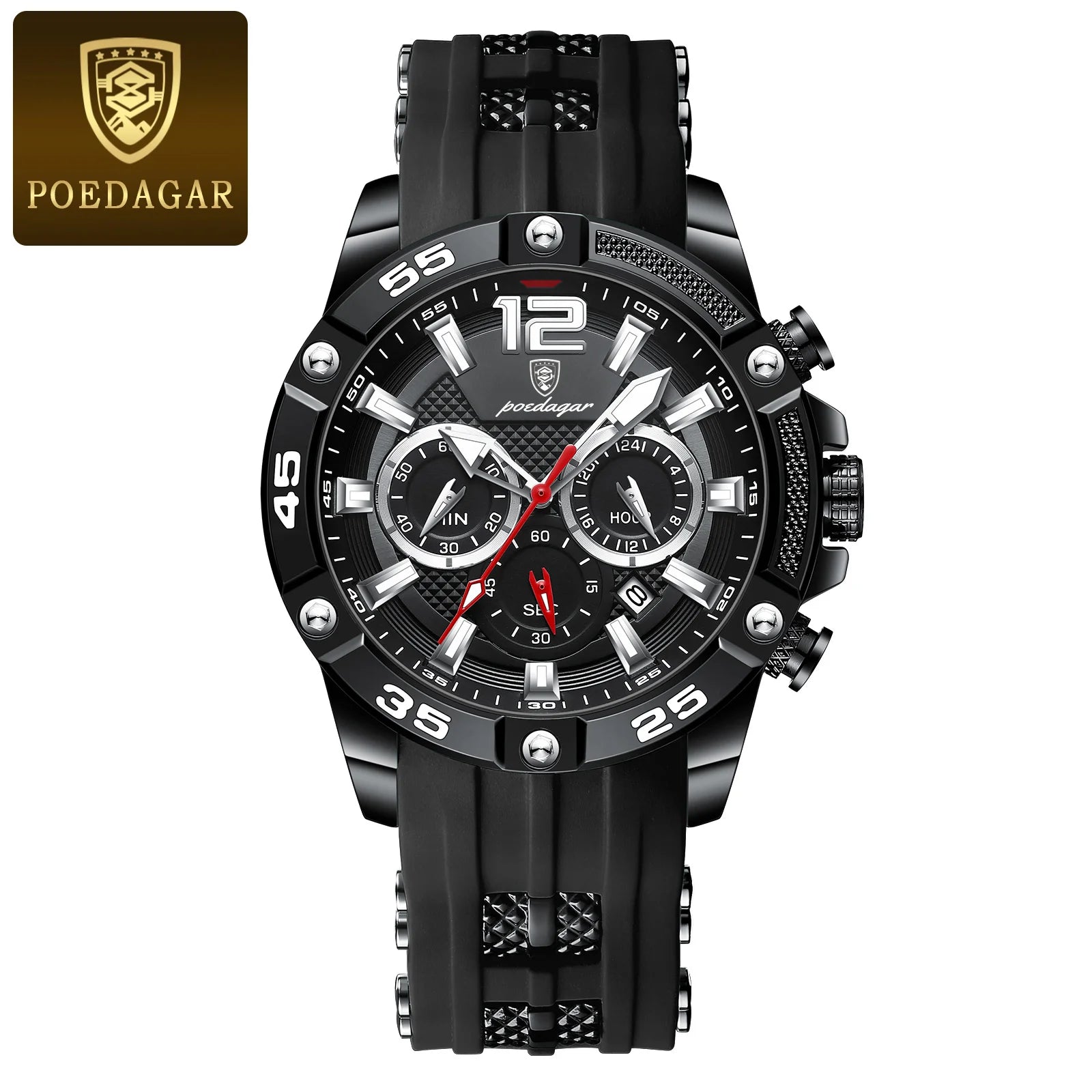 Montre Chronographe Sport Homme Quartz, Lumineuse, 3 Bar