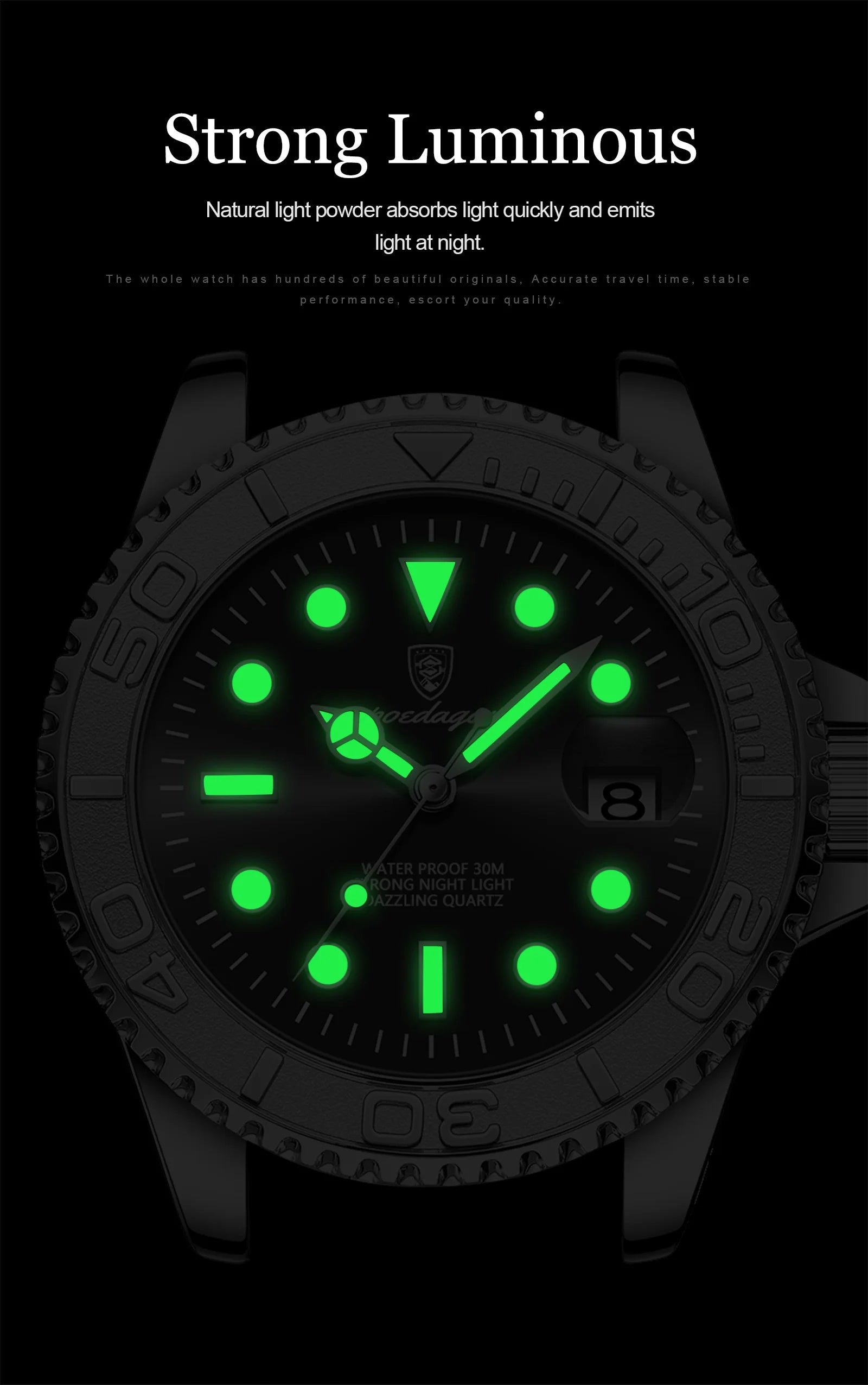POEDAGAR Top Luxury Male Watch Waterproof Luminous Date Men Watch Stainless Steel Male Clock Sport Fashion Men's Quartz Watches