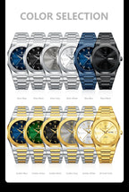 Montre militaire en acier inoxydable pour homme avec affichage du jour de la semaine