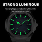Montre carrée en acier inoxydable pour hommes – Lumineuse et étanche