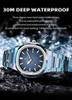 Montre habillée carrée en cuir pour homme avec affichage de la date