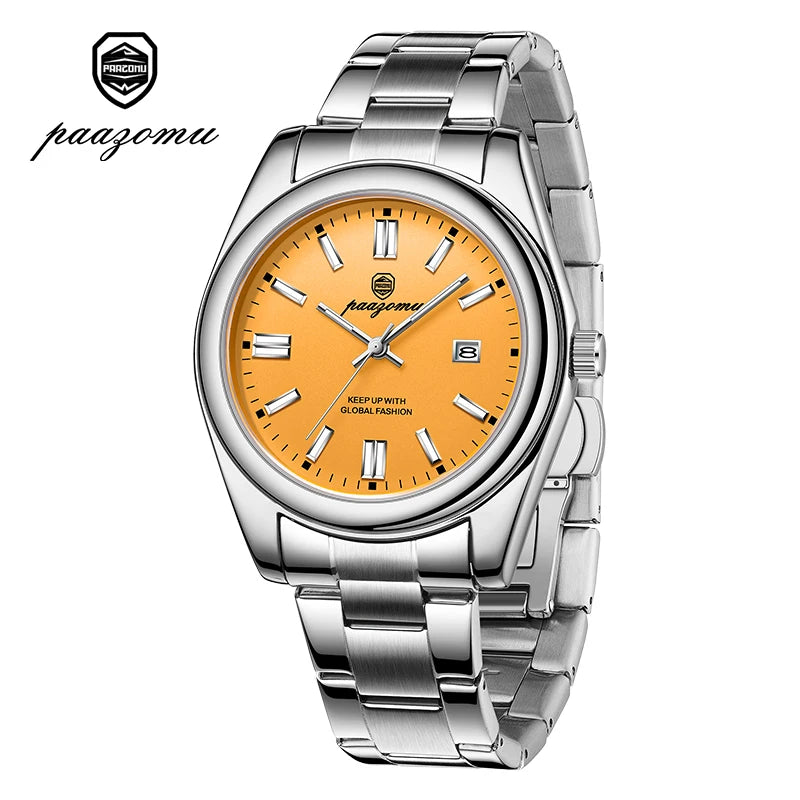 Montre mécanique en acier inoxydable pour homme avec calendrier