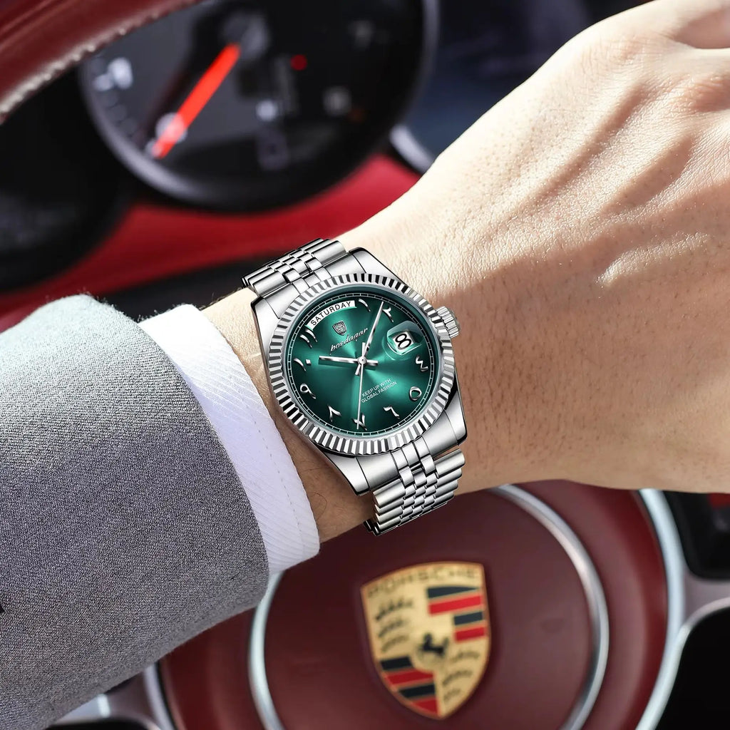 POEDAGAR Original Trendy Male Clock Waterproof Date Week Fashion Men's Watch Stainless Steel Luxury Quartz Watches For Men Reloj