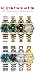 Montre habillée en acier inoxydable pour femme – Date et aiguilles luminescentes