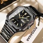 Montre carrée en acier inoxydable pour homme – Lumineuse et étanche