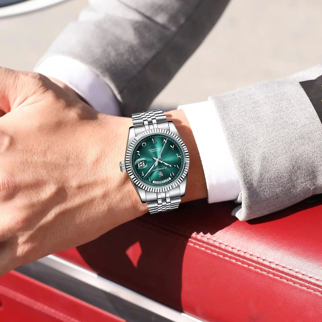 POEDAGAR Original Trendy Male Clock Waterproof Date Week Fashion Men's Watch Stainless Steel Luxury Quartz Watches For Men Reloj