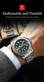 Montre à Quartz pour Homme en Acier Inoxydable – Lumineuse et Étanche à 3 ATM