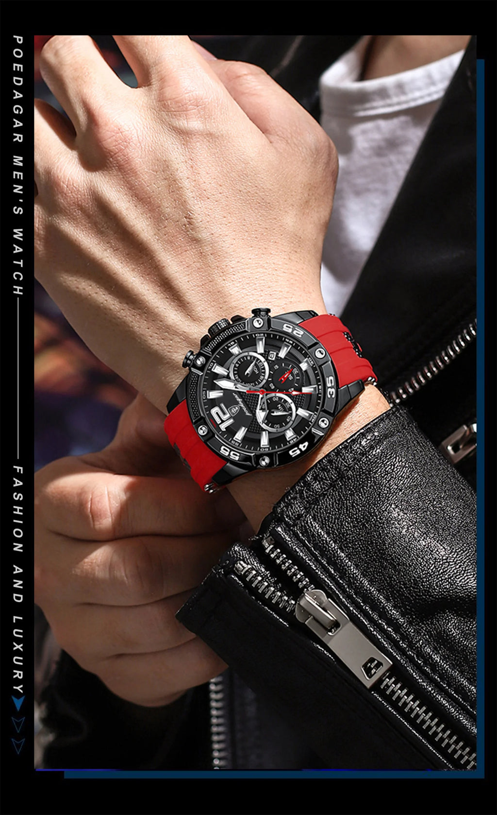 POEDAGAR Original Fashion Men's Watches Waterproof Luminous Chronograph Date Sports Man Wristwatch High Quality Quartz Men Watch
