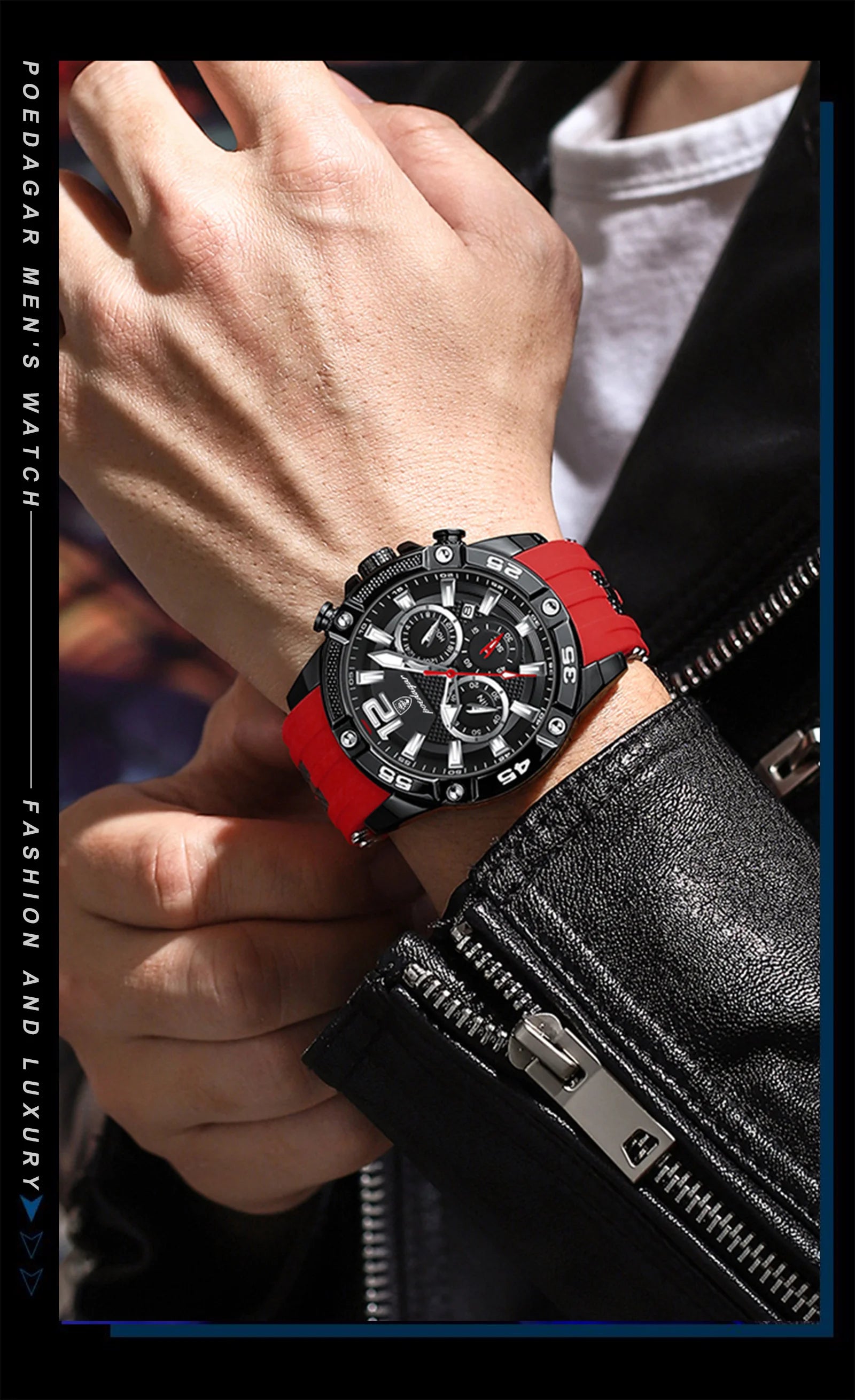 POEDAGAR Original Fashion Men's Watches Waterproof Luminous Chronograph Date Sports Man Wristwatch High Quality Quartz Men Watch