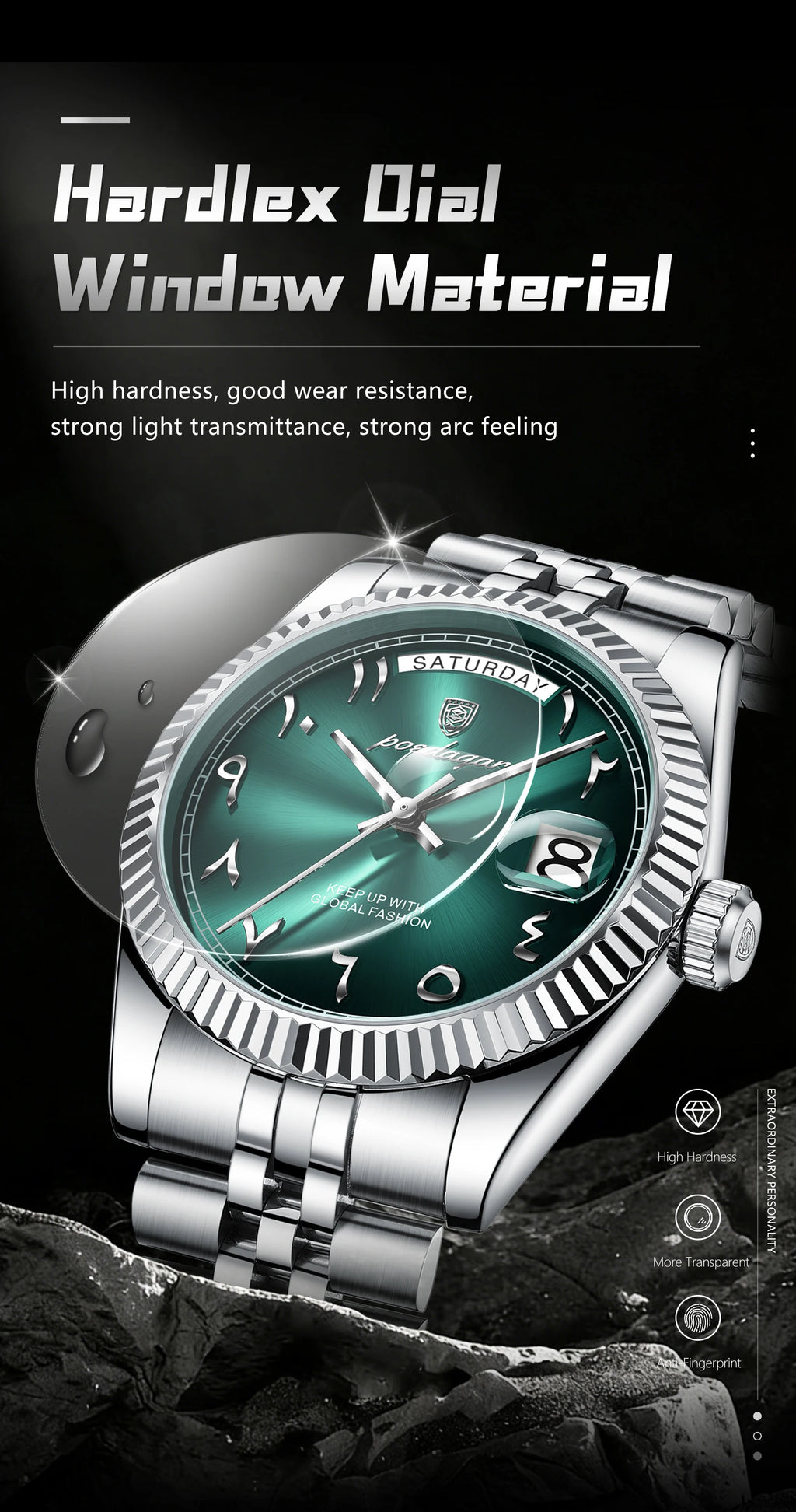 POEDAGAR Original Trendy Male Clock Waterproof Date Week Fashion Men's Watch Stainless Steel Luxury Quartz Watches For Men Reloj
