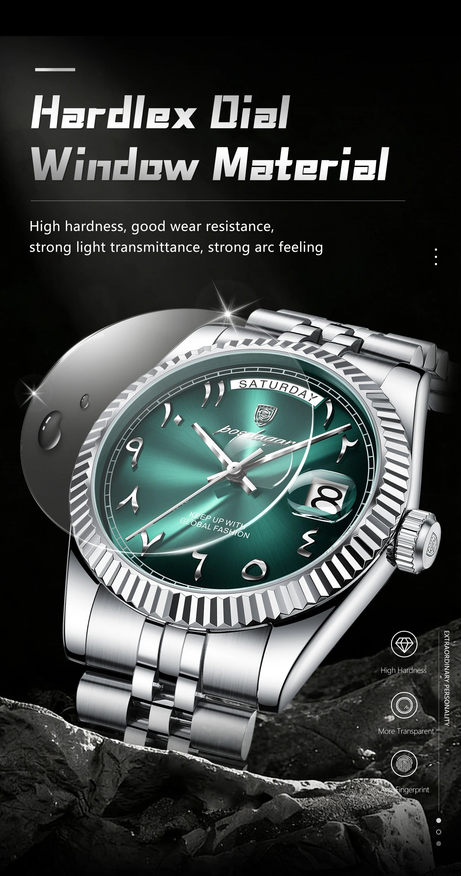 POEDAGAR Original Trendy Male Clock Waterproof Date Week Fashion Men's Watch Stainless Steel Luxury Quartz Watches For Men Reloj