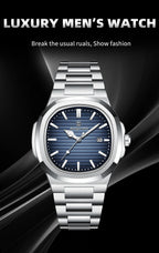 Montre habillée carrée en cuir pour homme avec affichage de la date