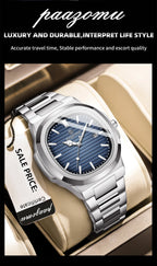 Montre habillée carrée en cuir pour homme avec affichage de la date
