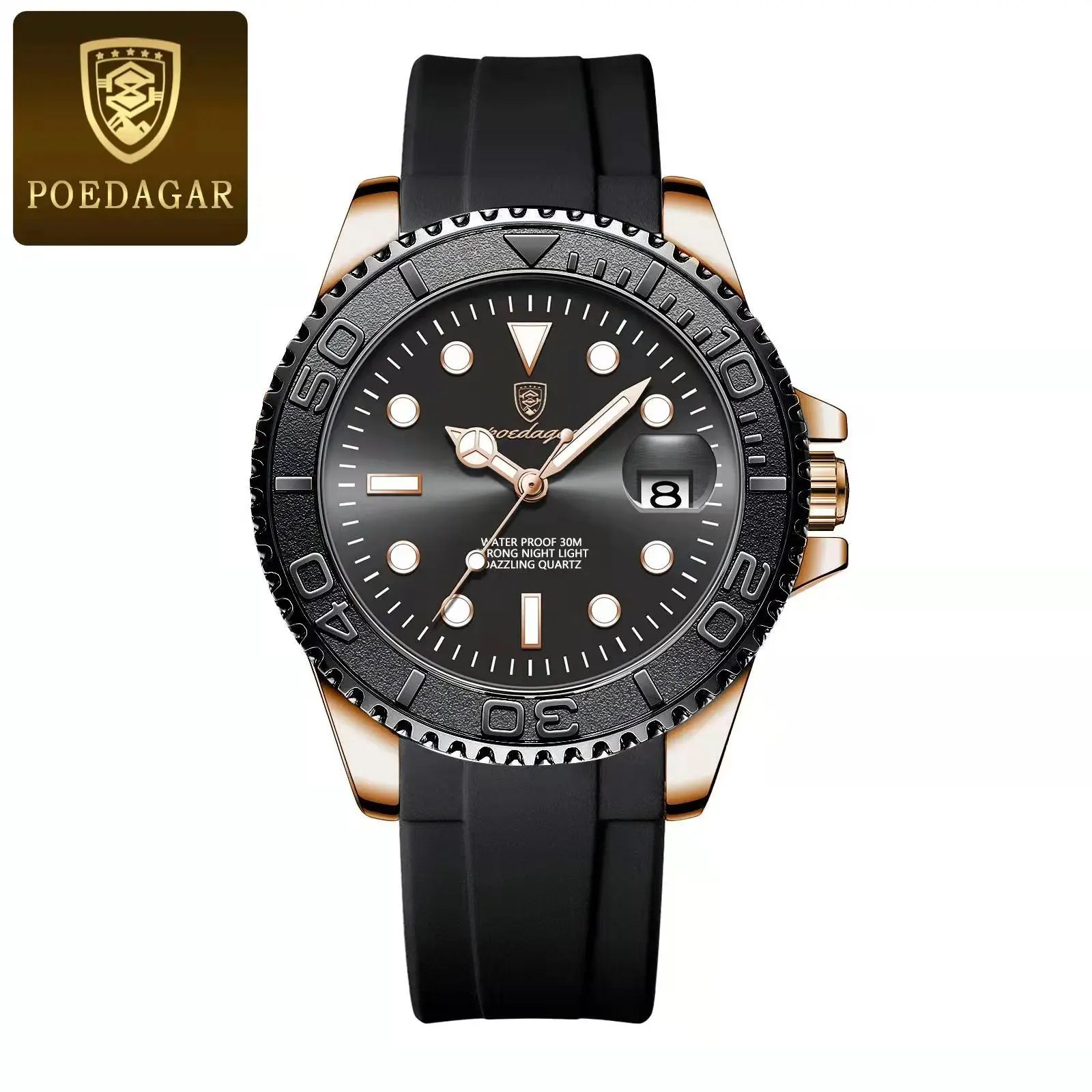 Montre à Quartz pour Homme en Acier Inoxydable – Lumineuse et Étanche à 3 ATM