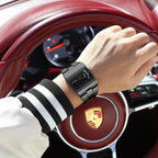 Montre d'affaires rectangulaire pour homme en acier inoxydable à quartz