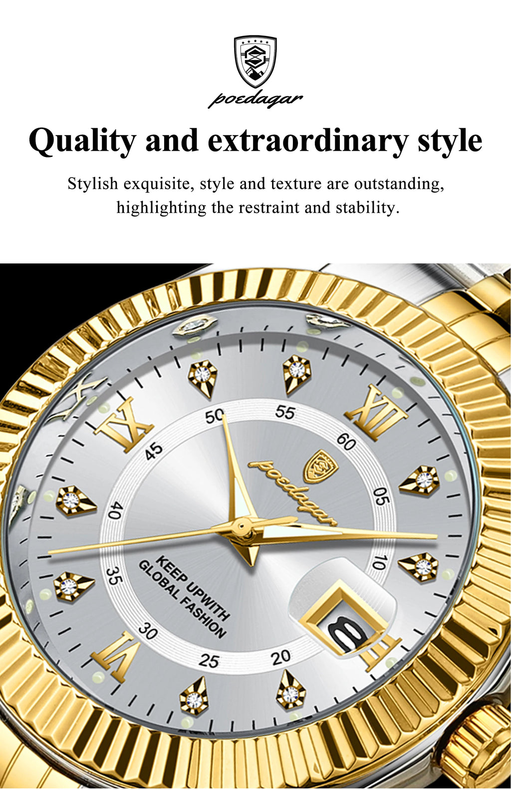 POEDAGAR Trendy Business Men Watch Waterproof Stainless Steel Luminous Original Classic Man Watches Date Quartz Men's Wristwatch