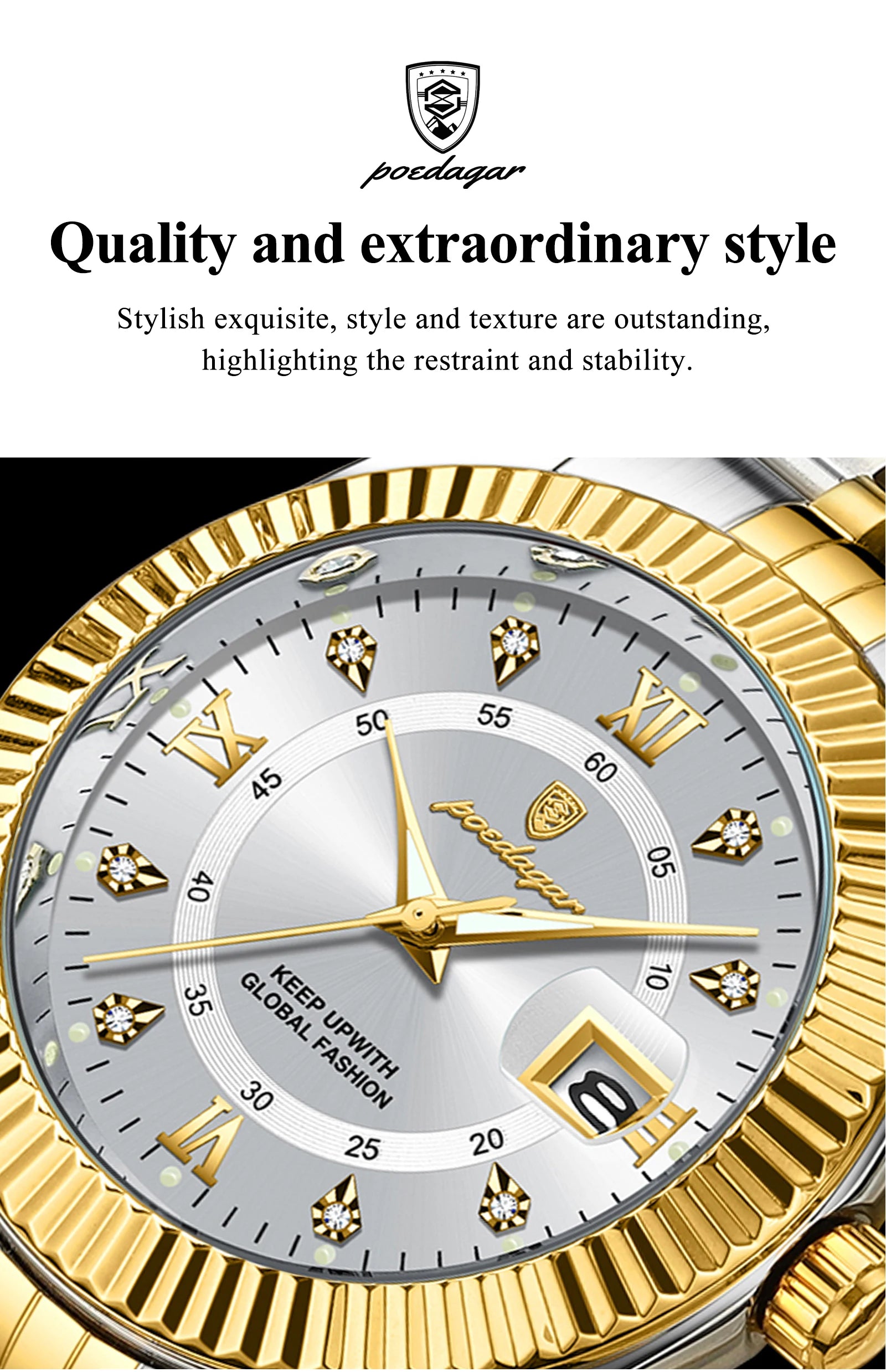 POEDAGAR Trendy Business Men Watch Waterproof Stainless Steel Luminous Original Classic Man Watches Date Quartz Men's Wristwatch