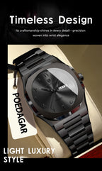 Montre militaire en acier inoxydable pour homme avec affichage du jour de la semaine