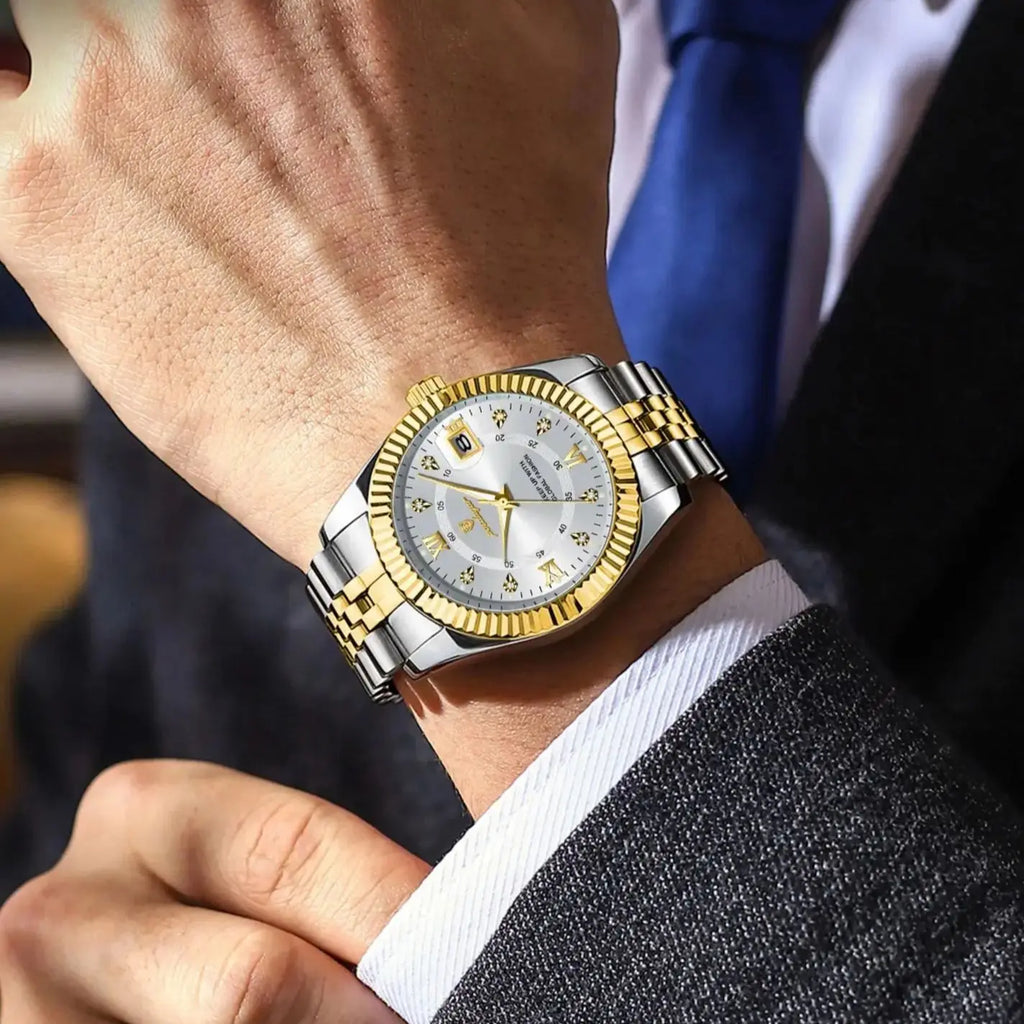POEDAGAR Trendy Business Men Watch Waterproof Stainless Steel Luminous Original Classic Man Watches Date Quartz Men's Wristwatch