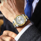 Montre homme à quartz en acier inoxydable avec affichage de la date