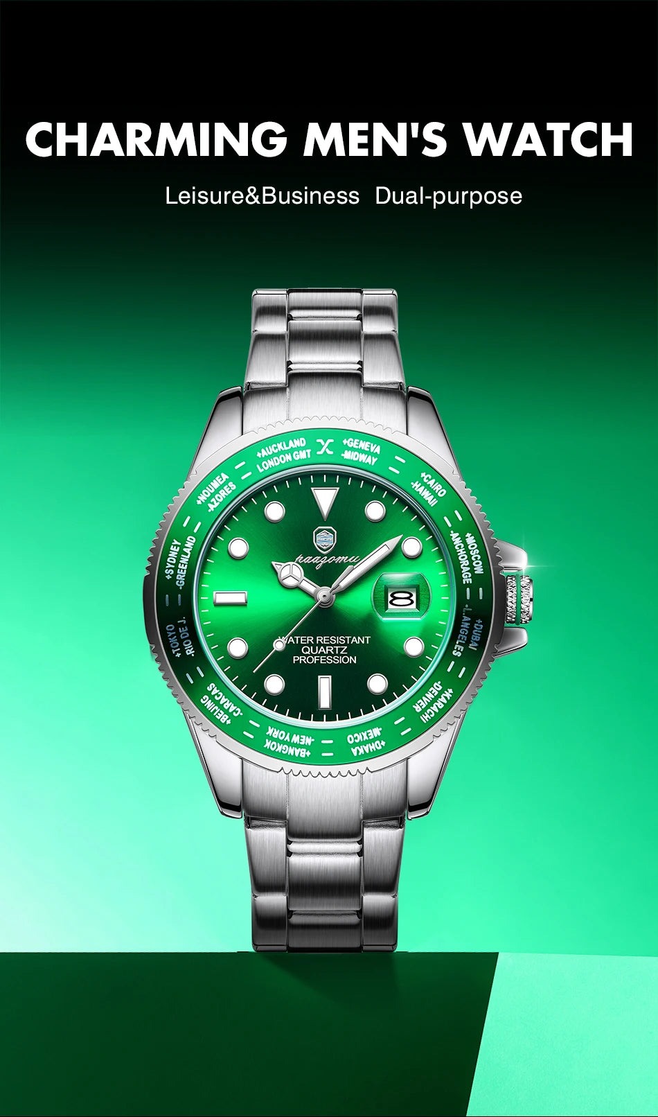 PAAZOMU Luxury Sport  Men Clock Quartz Date Week Man Original Wristwatch Waterproof Luminous Stainless Steel Men's Watches Reloj