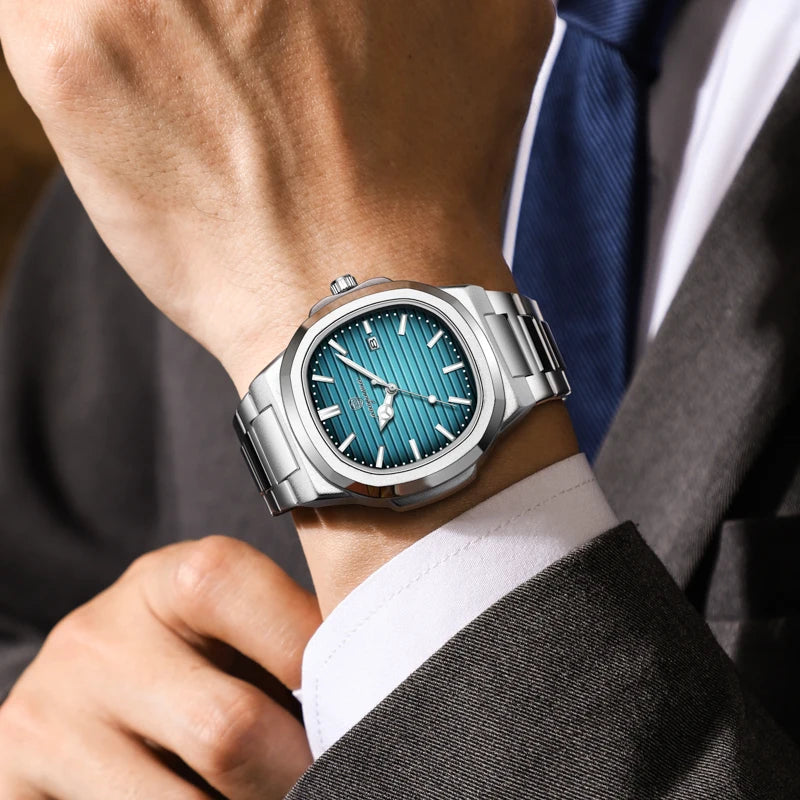 PAAZOMU Trend Men's Watches Classic Fashion Original Quartz Watch for Man Square Dial Waterproof Luminous Date Wristwatch Reloj