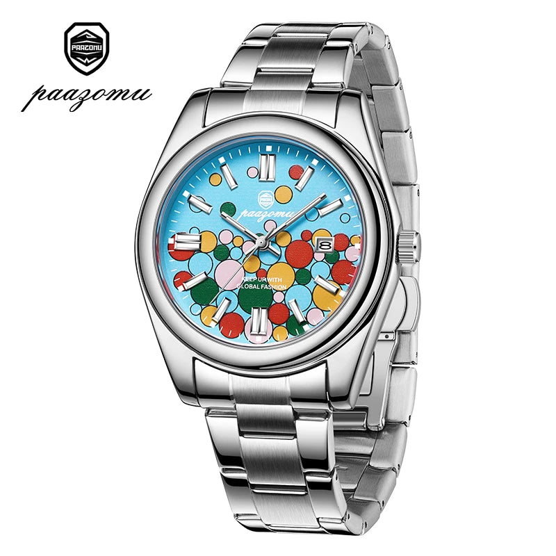 Montre mécanique en acier inoxydable pour homme avec calendrier