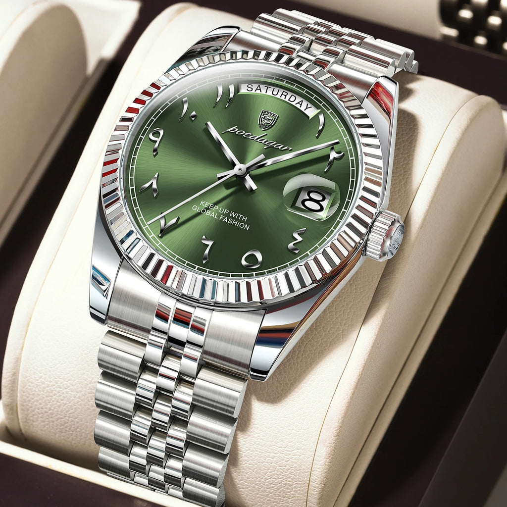 Men’s Stainless Steel Quartz Watch – Waterproof & Date