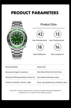 Montre homme à quartz de plongée, bracelet acier inoxydable