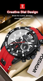 Montre Chronographe Sport Homme Quartz, Lumineuse, 3 Bar
