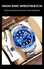 Montre à Quartz Sport Homme Affichage Date et Semaine Acier Inoxydable