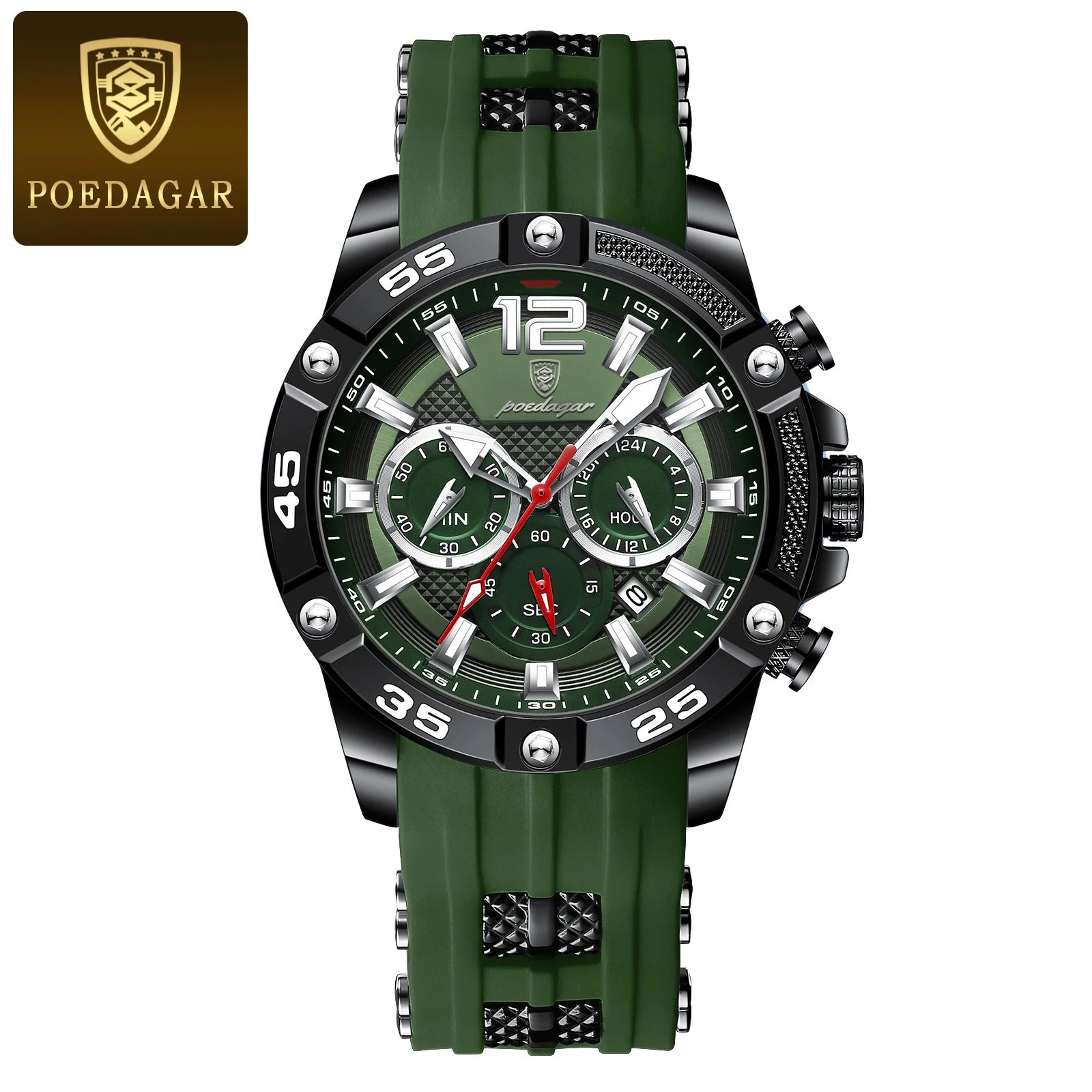 Montre Chronographe Sport Homme Quartz, Lumineuse, 3 Bar