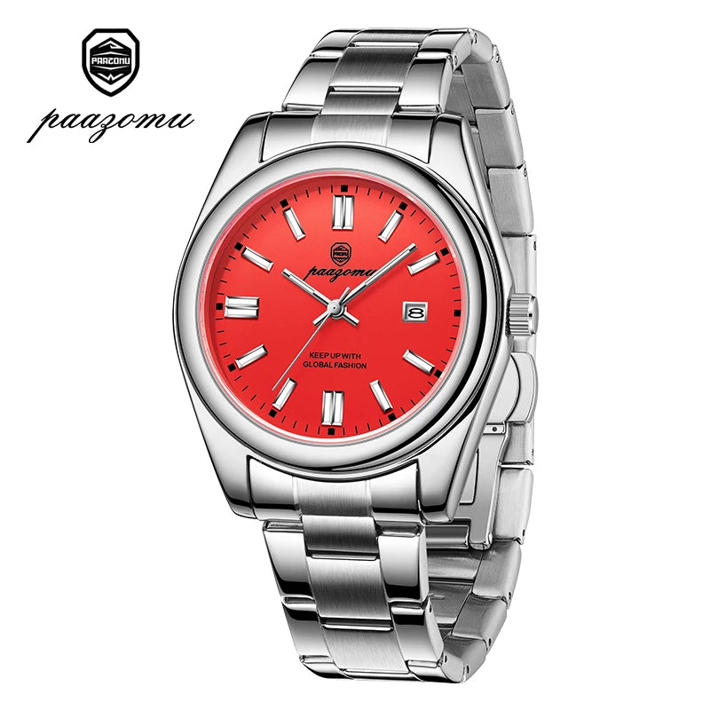 Montre mécanique en acier inoxydable pour homme avec calendrier