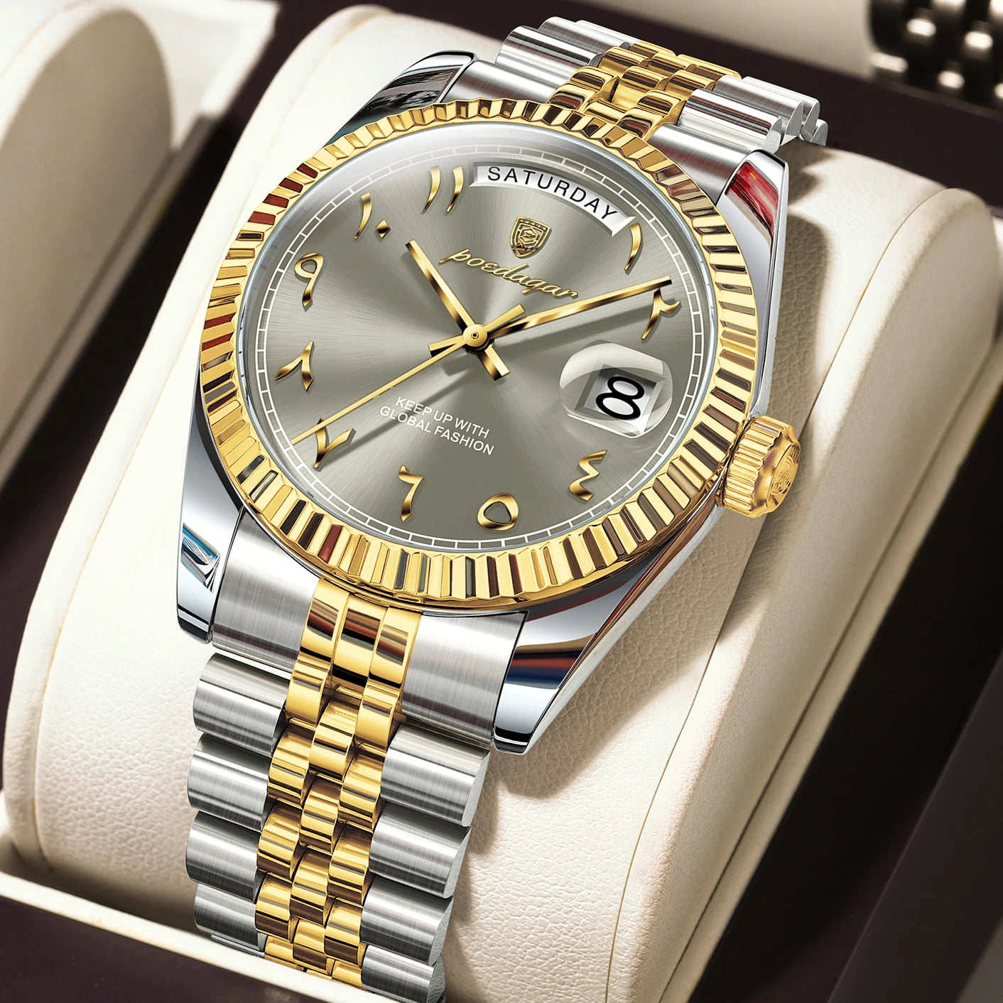 Montre à Quartz Homme en Acier Inoxydable – Étanche & Date