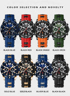 Montre Chronographe Sport Homme Quartz, Lumineuse, 3 Bar