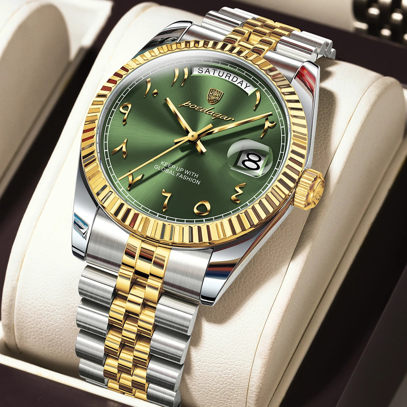 Montre à Quartz Homme en Acier Inoxydable – Étanche & Date