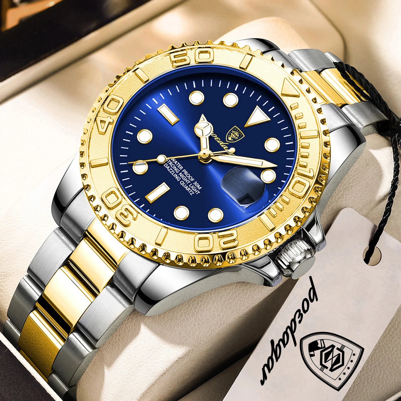 Montre à Quartz pour Homme en Acier Inoxydable – Lumineuse et Étanche à 3 ATM