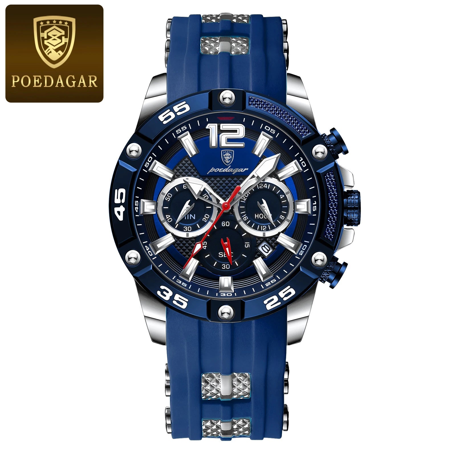 Montre Chronographe Sport Homme Quartz, Lumineuse, 3 Bar