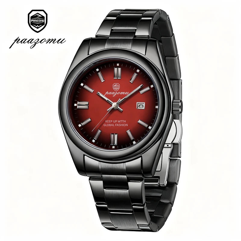 Montre mécanique en acier inoxydable pour homme avec calendrier