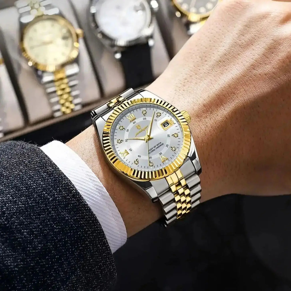 POEDAGAR Trendy Business Men Watch Waterproof Stainless Steel Luminous Original Classic Man Watches Date Quartz Men's Wristwatch