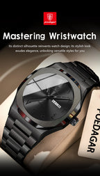 Montre militaire en acier inoxydable pour homme avec affichage du jour de la semaine